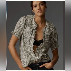 NWT Anthropologie Pilcro Kiera Floral Print Button-Up Blouse